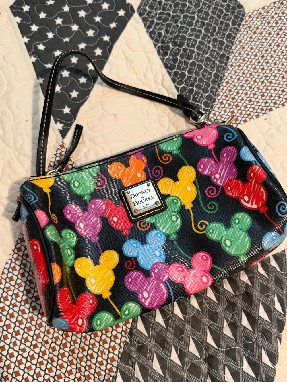 Dooney & Bourke Black Multicolor Mickey Balloon Wristlet *see description*
